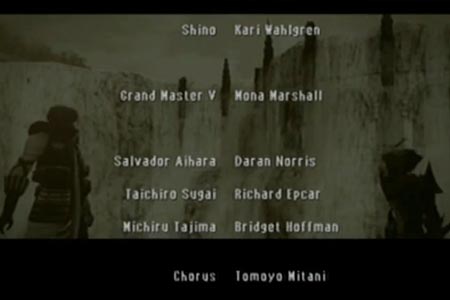 This is a screen shot of the final credit scroll in which kite (tri-edge) is named after my previous character save of 'Grandmaster V' from the original dot hack save state.