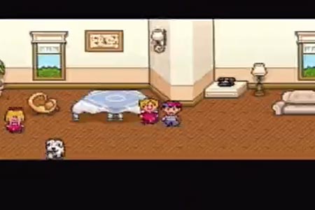 Nes with his family at the ending of the game in their house.  This is when the fanfare plays right before the credits.