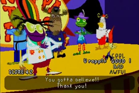 Parappa and his other instructors are seen on the stage at the end of the game immediately after the conclusion of the 