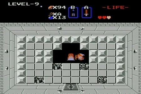 Link can be seen in the princesses room after defeating gannon in the second quest.  You can see he has only three hearts and a wooden sword as part of the challenge.