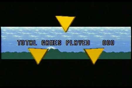 The tail end of the credit scroll of Legend of Zelda a link to the past.  This shows the ending tally of games played as triple zero, indicating I did not die or power of the game once during my adventure.
